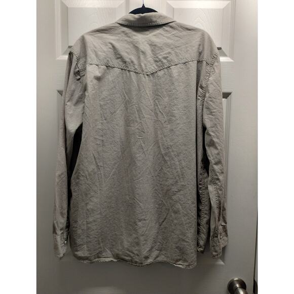 Vintage Roebuck & Co Mens Size XXL Western Pinstripe Tan Pearl Snap Button Shirt - Picture 2 of 8